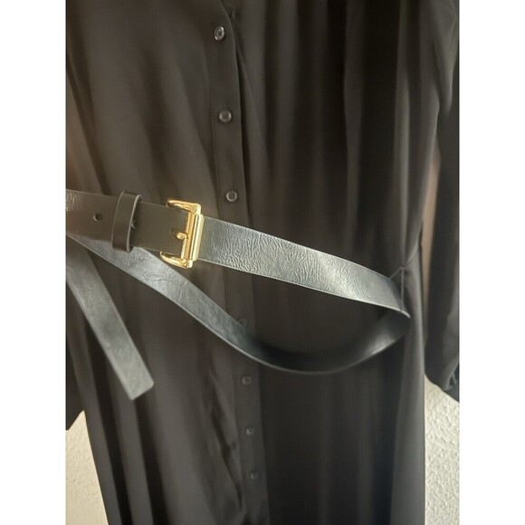 Michael Kors dress Women's Kate Belted Button-Down Midi Dress black $185 size 0x - Picture 9 of 16